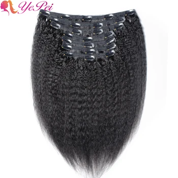 

Kinky Straight Clip In Human Hair Extensions Brazilian Remy hair 7 Pieces/Set 120g For A Head 100% Human Hair Clip Ins