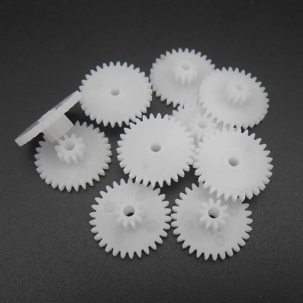 10Pcs/Lot 0.5 Modulus 0.5M Double Gear Reduction Bilayer Gears 30 Teeth + 10 Teeth Bore Hole Aperture 2MM 2.05mm 2B Loose 30102B