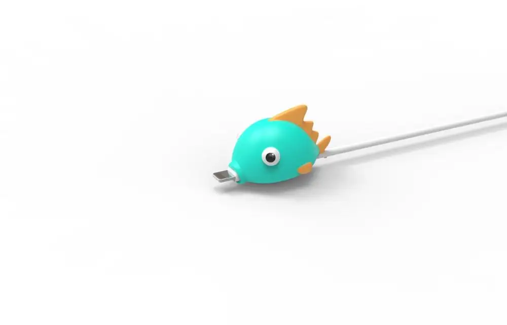 Животное кабель протектор для Iphone кабель Укус Рыба динозавр кукла модель игрушки животное модель Забавный - Цвет: Green Fish