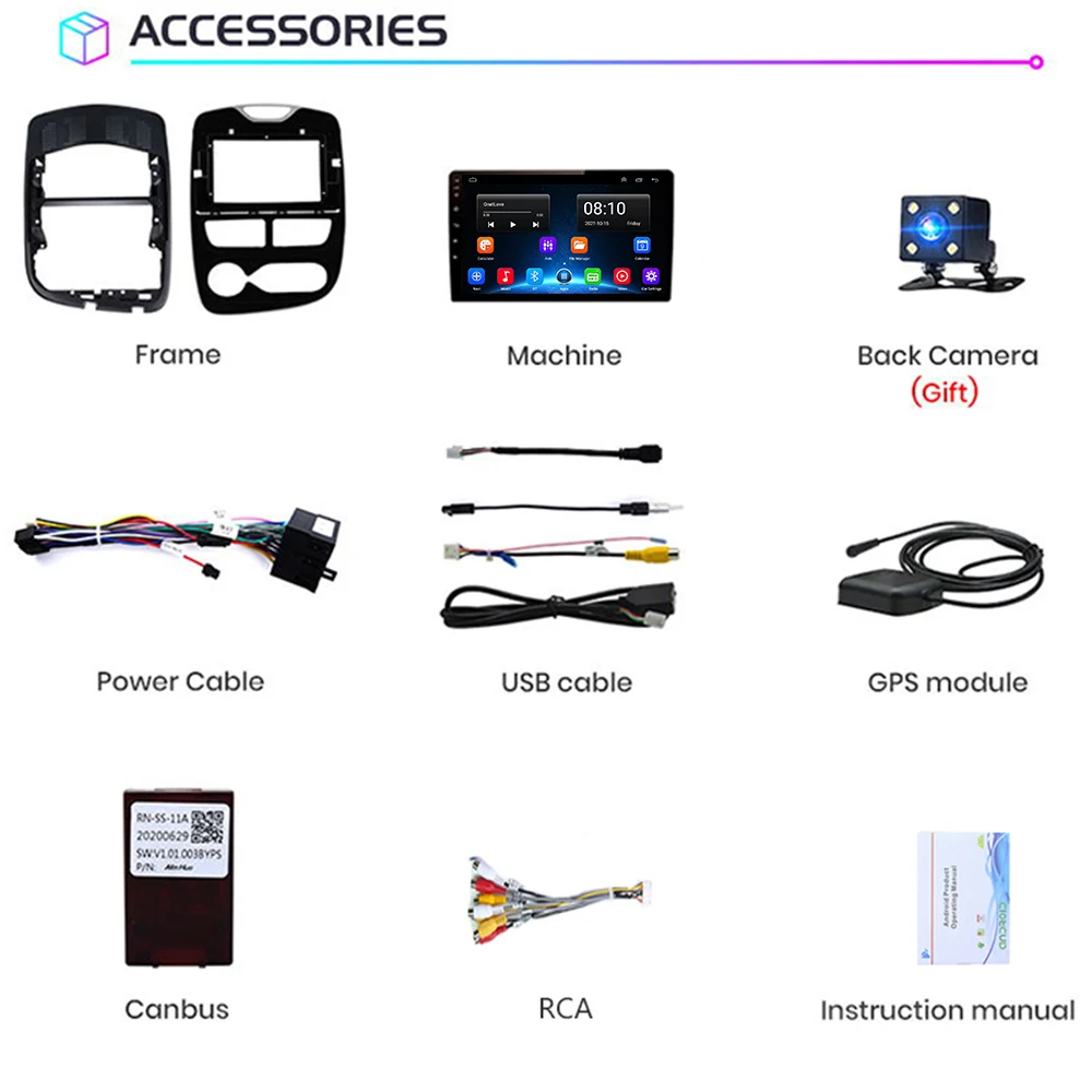 Android 10 2Din Car Radio GPS For RENAULT Clio 3 4 2012- Autoradio Multimedia 10.1 INCH Stereo Video Audio Player Navigation