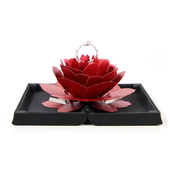 

Bump Ring Box Jewelry Storage Gift Portable Proposal Flick Open Display Case Embossing Paper Lightweight Engagement Holder Rose