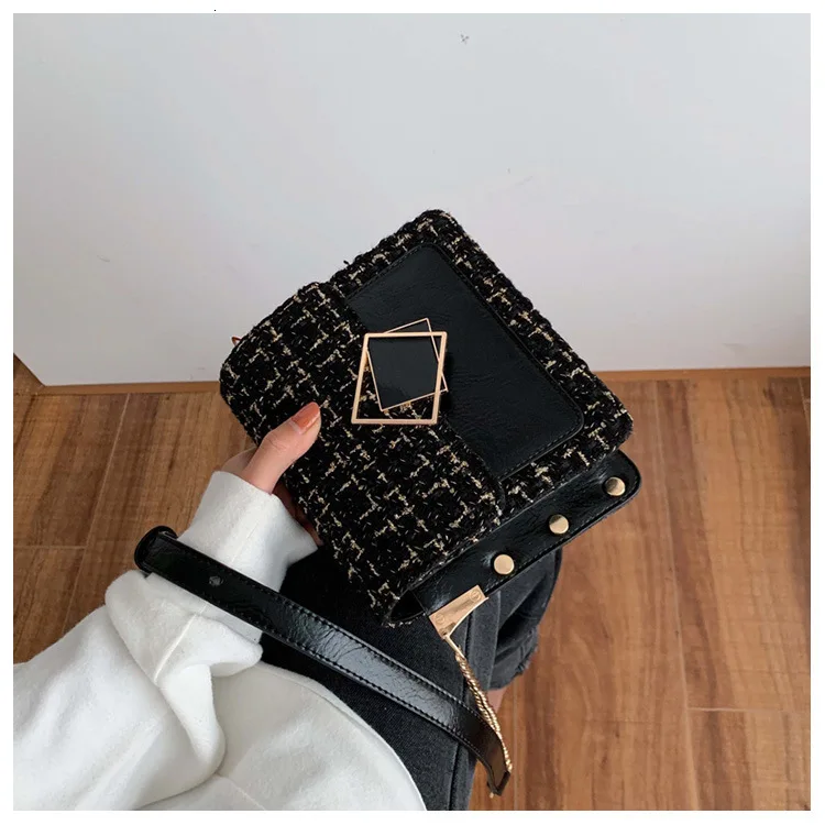 Winter Fashion Woolen Woman Chain Small Luxury Handbags Women Messenger Crossbody Bags Female For Designer Flap Shoulder Bag