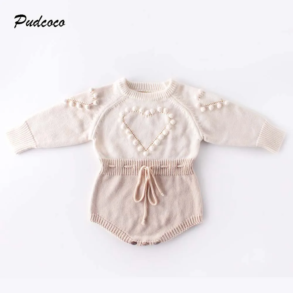 

2019 Brand Baby Girls knit Rompers Long Sleeve Wool Knitted Baby Princess Triangle Jumpsuit Toddler Kid's Autumn Winter Clothing