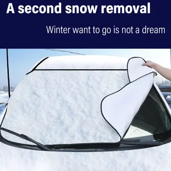 

1PCS 147*120*1cm Car Windshield Snow Ice Cover Dust-proof Snow-proof Anti-freeze Frost Sunshade Magnetic Mirror Protector New
