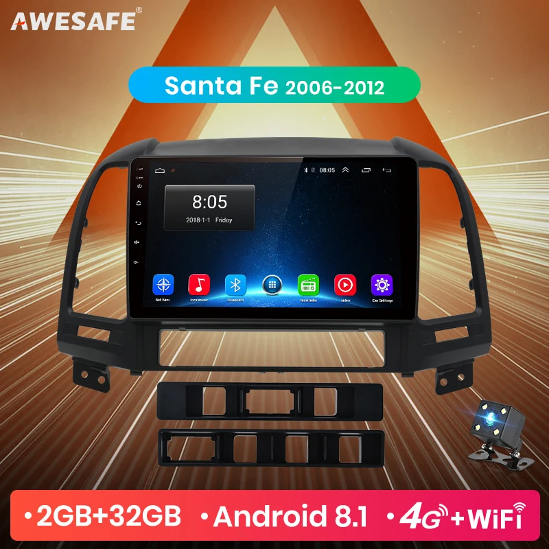 Perfect AWESAFE for Hyundai Santa Fe 2006-2012 Car Radio Multimedia video player GPS No 2din 2 din Android 8.1 2G+32G 0