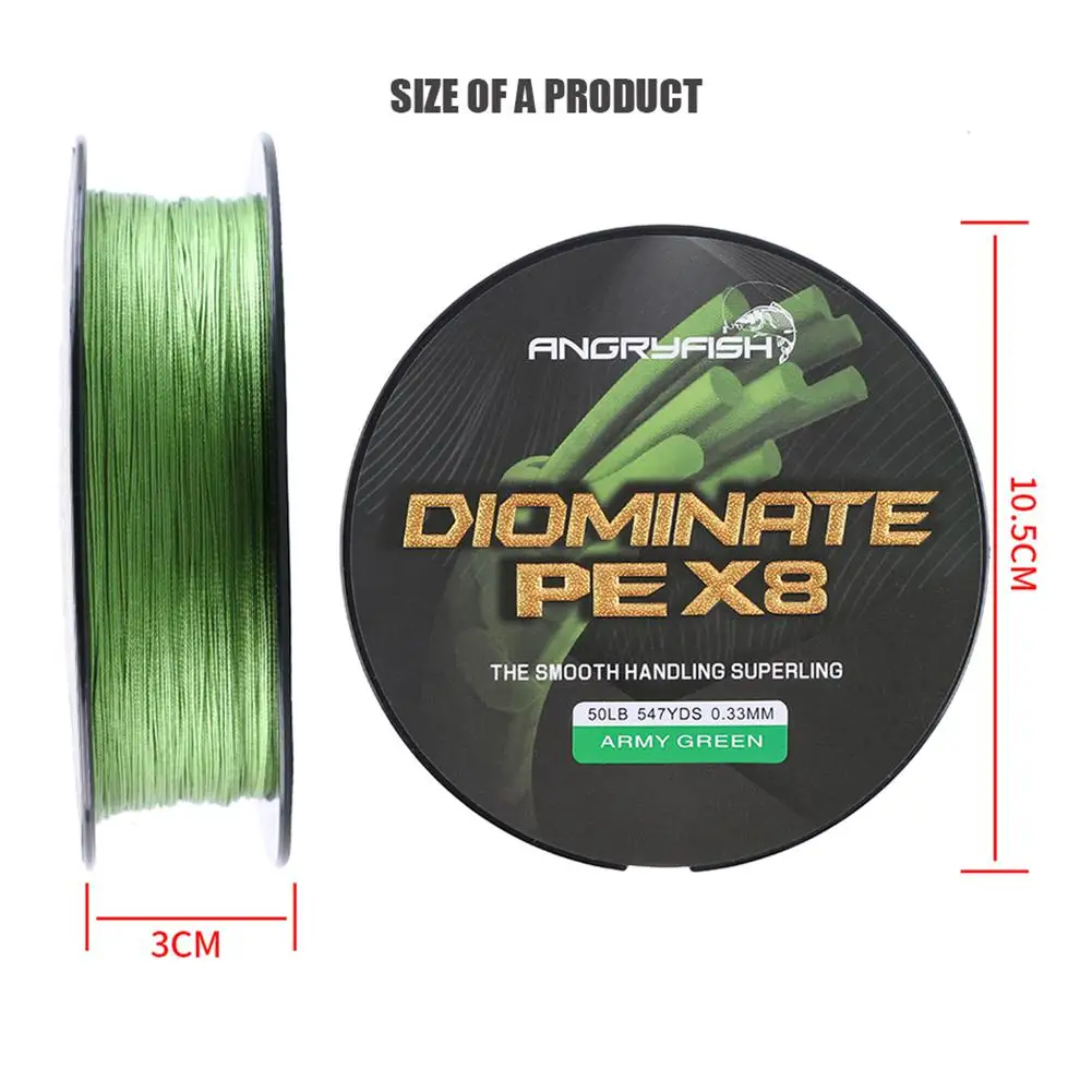 ANGRYFISH Diominate PE X8 Fishing Line 500M/547YDS 8 Strands Braided