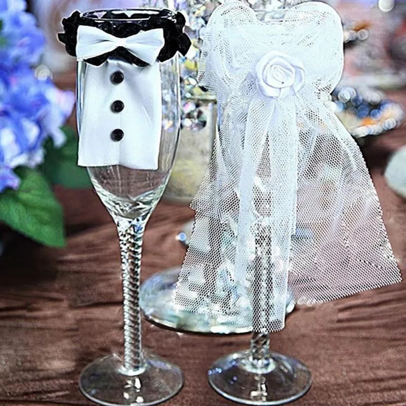 1 пара креативных свадебных платьев Набор Винных Бокалов модный тканевый бокалов