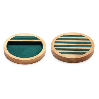 

1 Pc Rings Display Tray Wooden Round Ring Holder Showing Plate Jewelry Organizer Showcase for Shop