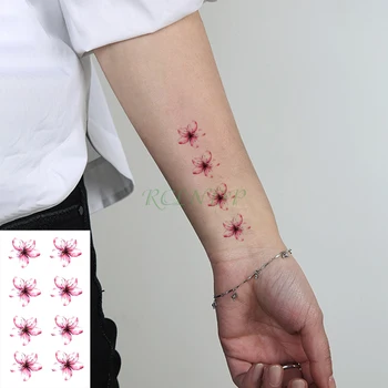 

Waterproof Temporary Tattoo sticker pink cherry flower plant small tatto stickers flash tatoo fake tattoos for girl women kid