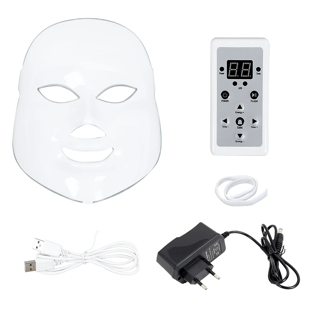  Beauty Photon 7 Colors LED Light Facial Mask Skin Care Rejuvenation Wrinkle Acne Removal Face Spa - 4000431355541