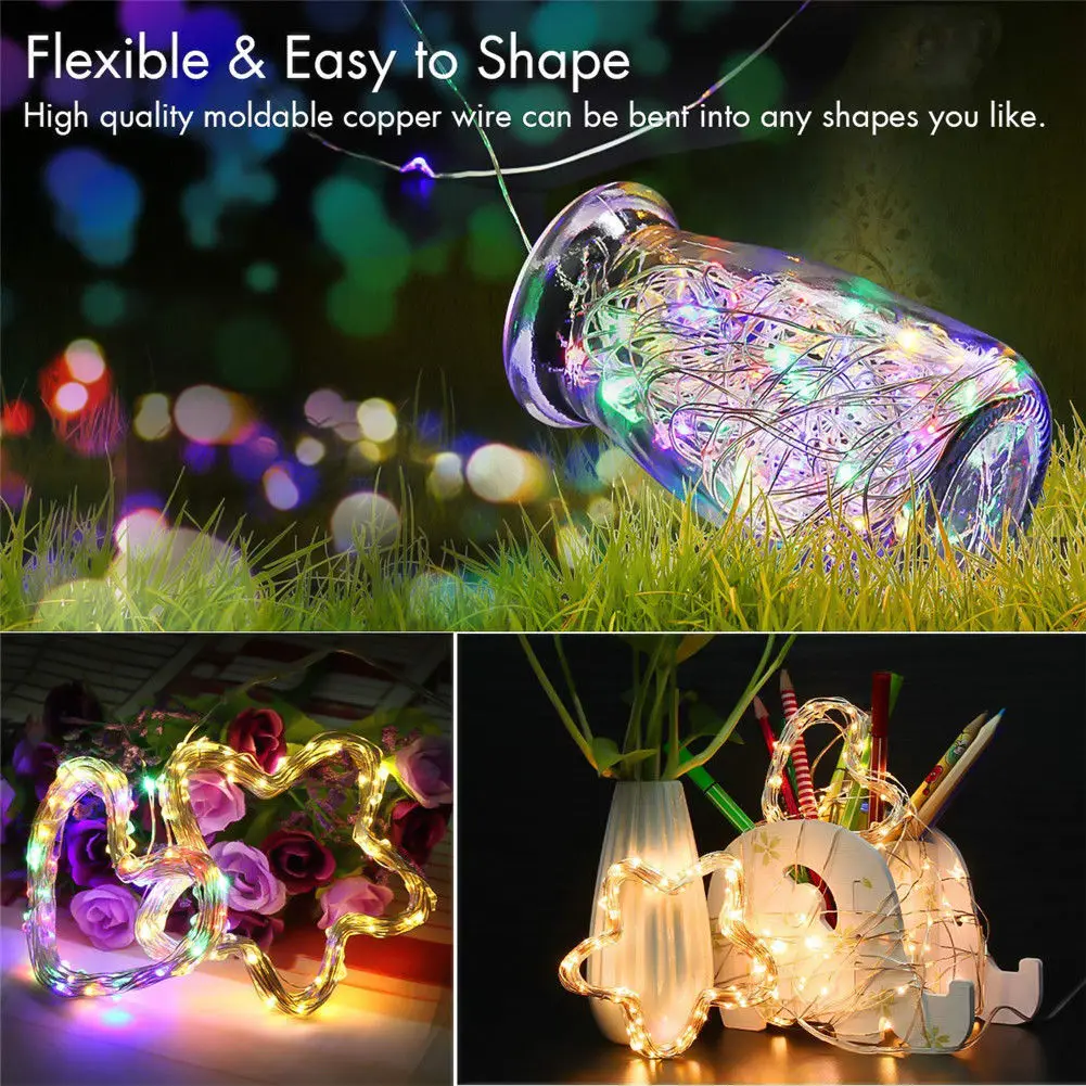 USB Plug In 100 LED DIY Micro Copper Wire String Lights Party Static Fairy Light Home Decoration