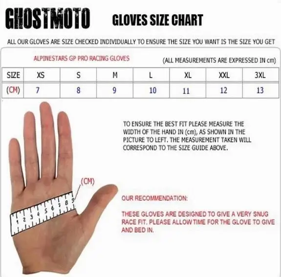 GLOVES SIZE CHART