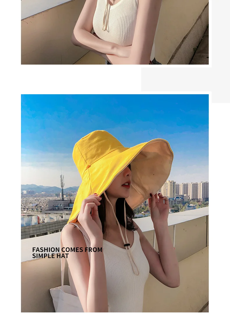 Oversized hat eaves fisherman hat Korean version of the sun hat women's sun protection face day hundred hat summer