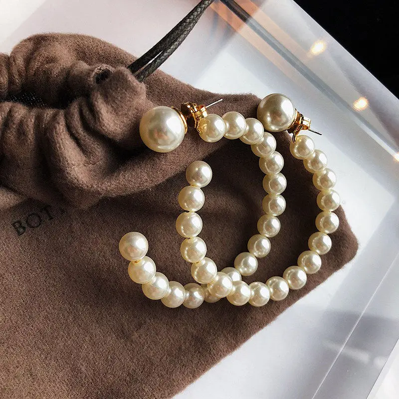 Корейские Новые Модные Элегантные серьги кольца с искусственным жемчугом для