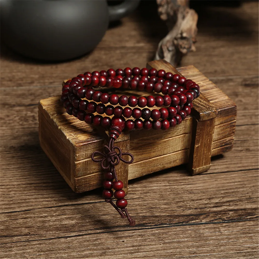 Green 6mm Natural Sandalwood Bracelets & Bangles For Women Buddhist Buddha Wood Prayer Bead Mala Unisex Men Jewelry Bijoux A245