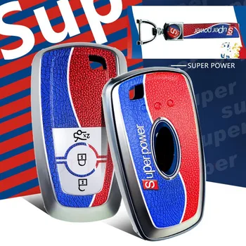

key shell For Ford 2018 edge Mondeo f150 car key case cover TPU leather grain key cover sport fashion keychain key holder