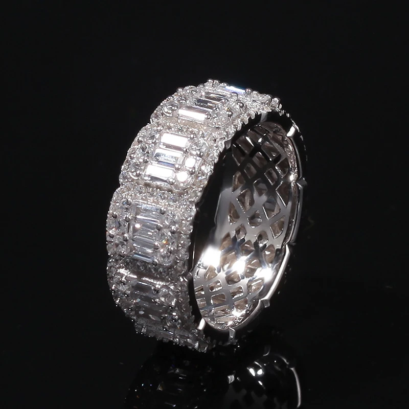 Хип хоп 8 мм 10 мм Полное CZ кубический циркон очарование Iced Out Bling Tready медное циркониевое кольцо для мужчин женщин ювелирные изделия золото серебро - Цвет основного камня: Silver