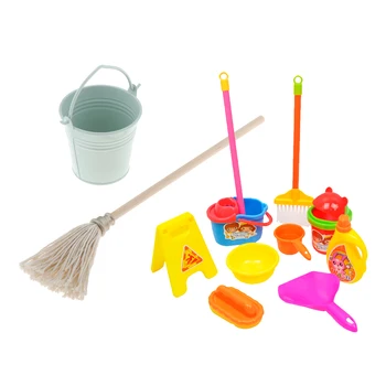 

Simulation Cleaning Mop Bucket Dust Pan Brush Set Children Role Play Toy
