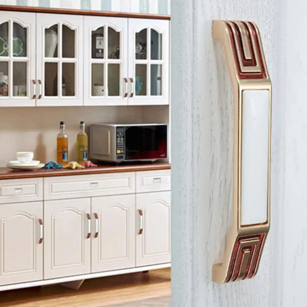Golden Ceramic Handle Door White European Wardrobe Door Handle