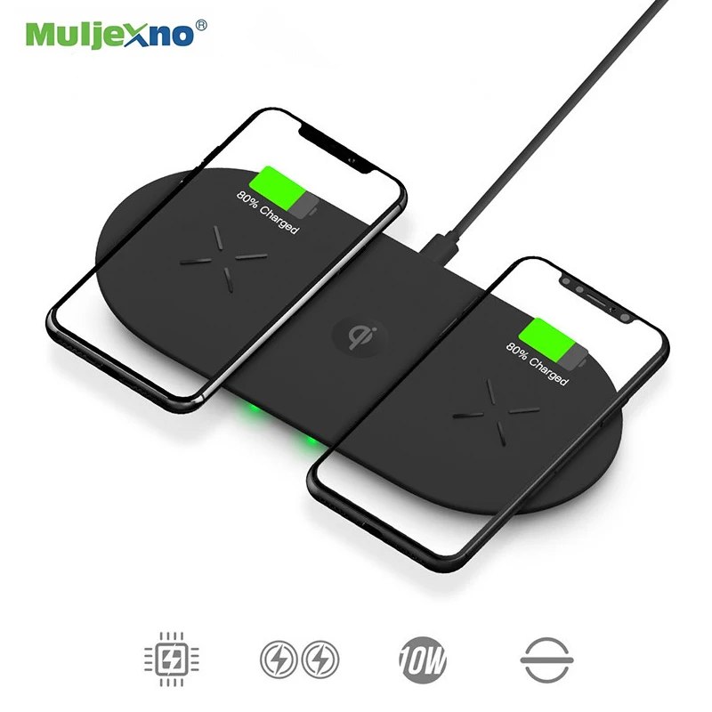 10 Вт Быстрое двойное Беспроводное зарядное устройство для iPhone X XS Max XR 8 samsung S10 S9 3 в 1 Qi зарядная станция для Apple Watch AirPods 2