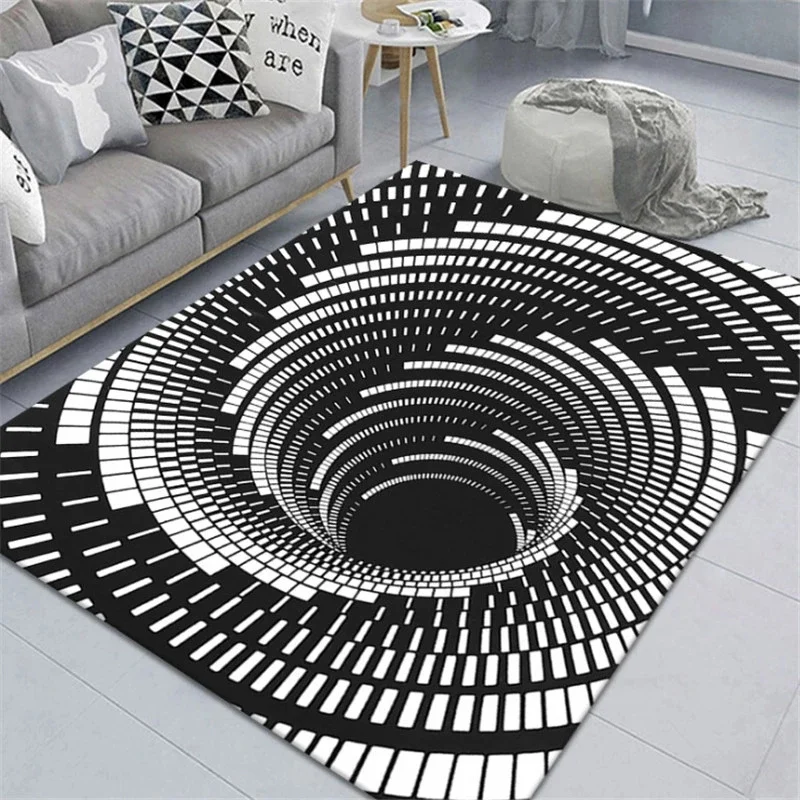 Halloween 3D Sewer Manhole Cover Polyester Horror Carpet Clown Trap Visual Carpet Floor Mat Halloween Home Bedroom Decoration