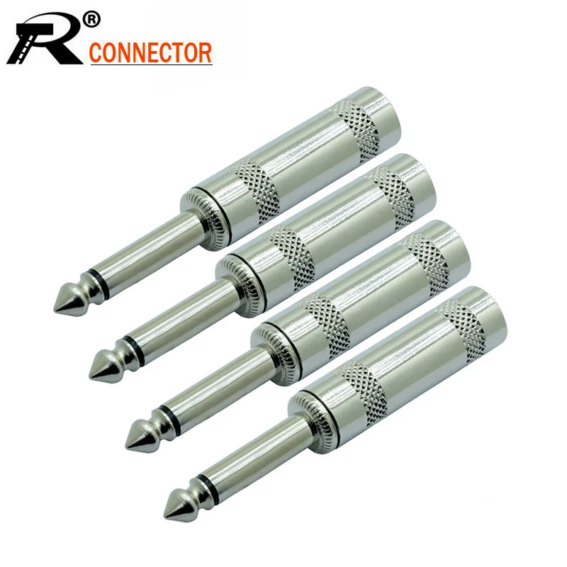 10pcs/lot Mono 6.35mm Sodering Jack Wire Connector for 8MM Audio Cable 2 Poles 1/4 Inch Male Plug Microphone MIC | Обустройство дома