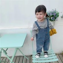 Новое поступление, джинсовый комбинезон для девочек и мальчиков, осенние детские штаны высокого качества для детей 1-6 лет