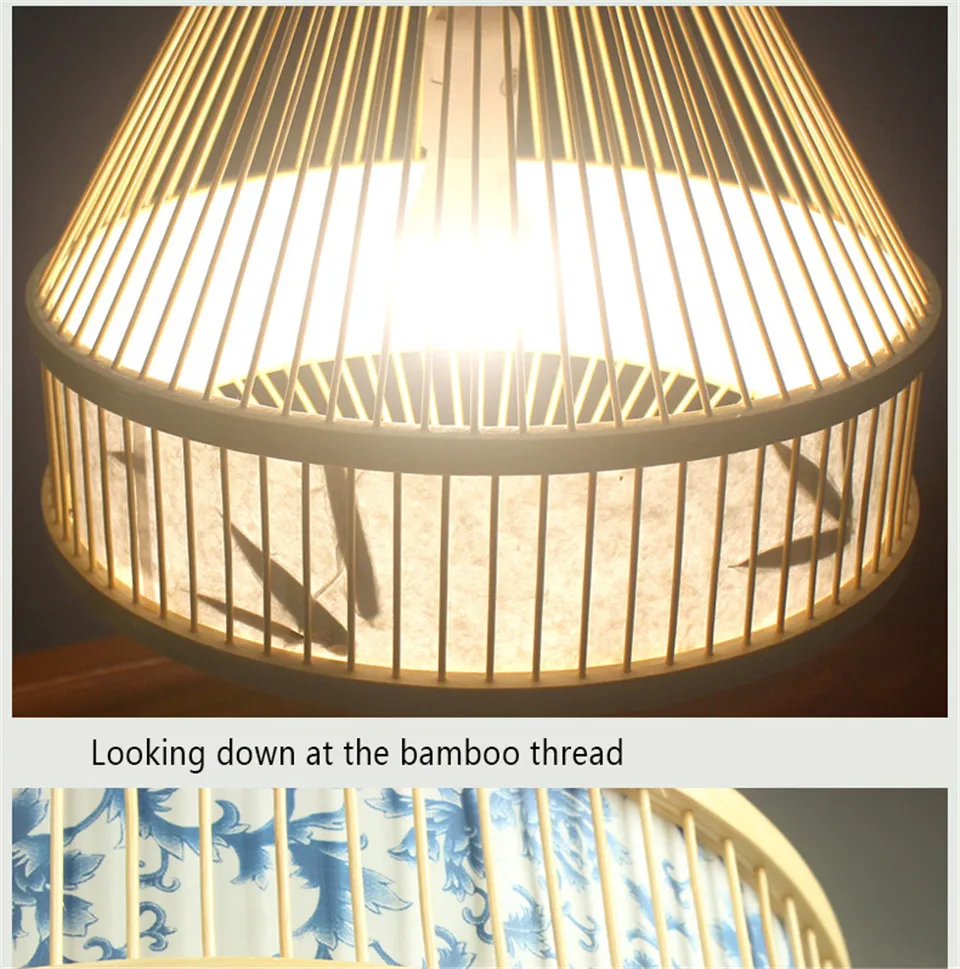 Japan Style Bamboo Pendant Lights Lighting LED Light Fixture Pendent Lamp Dining Living Room Bedroom Kitchen Cafe Hanging Lamp