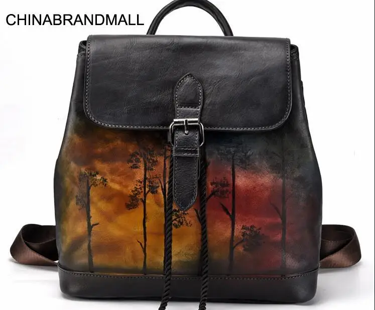 

Genuine leather colorful small string soft backpack school bags
