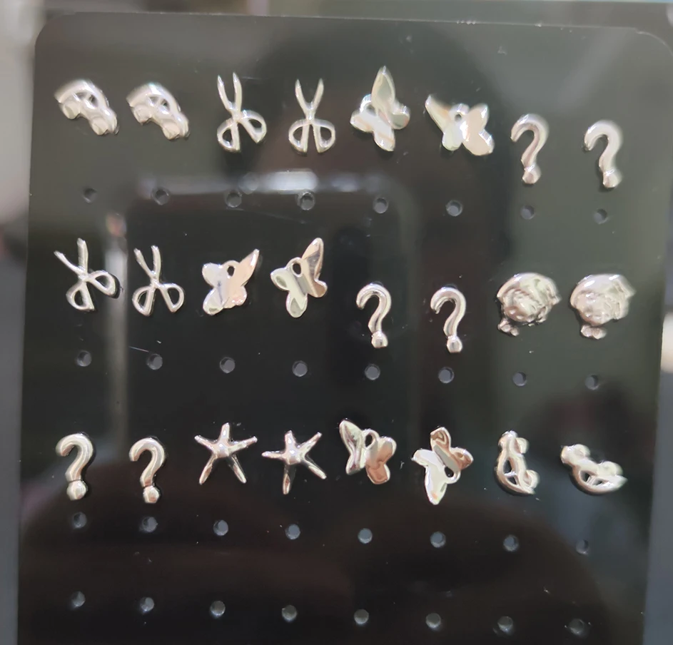 

12prs/Lots Real 925 silver earrings Scissors/Girl/Car/Question mark/Butterfly Small Cute Lovely design stud earrings