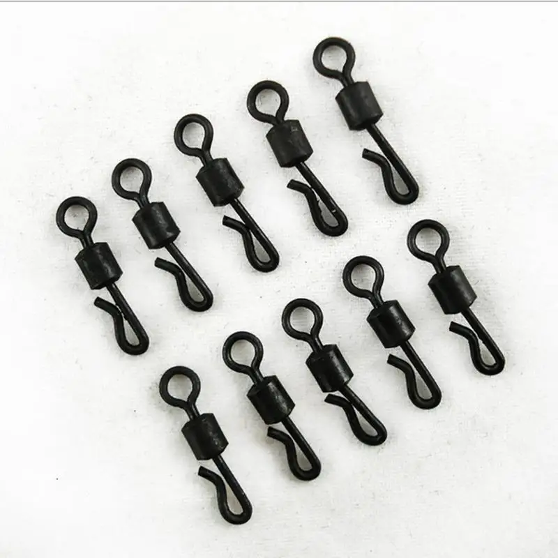 100pcs Large Long Body Q-Shaped Black Quick Change Swivels for Carp Fishing Accessories 4# Fishing Terminal Tackle