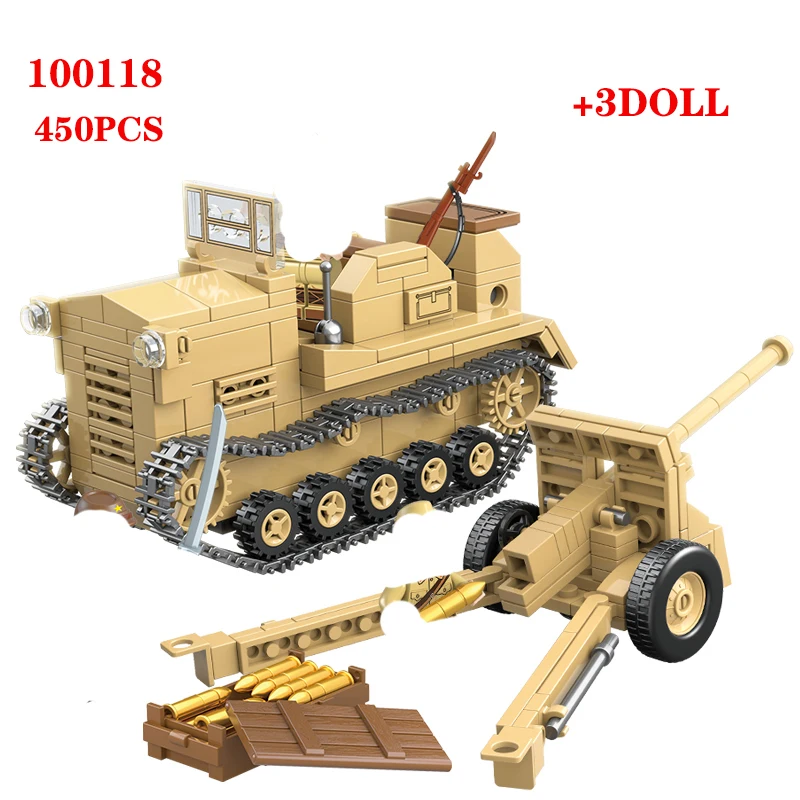 

HOT 450PCS Japanese 98 type tractor Building Blocks WW2 Military Army Soldier Figures Weapon parts Bricks Toys for Children gift