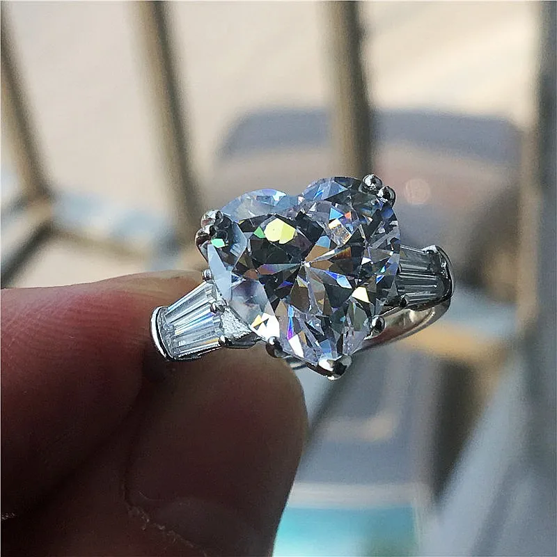 Heart cut Choucong, роскошное массивное кольцо, различные огранки, Sona, cz, 925 пробы, серебро, обручальное кольцо, кольца для женщин, ювелирное изделие - Цвет основного камня: Heart cut