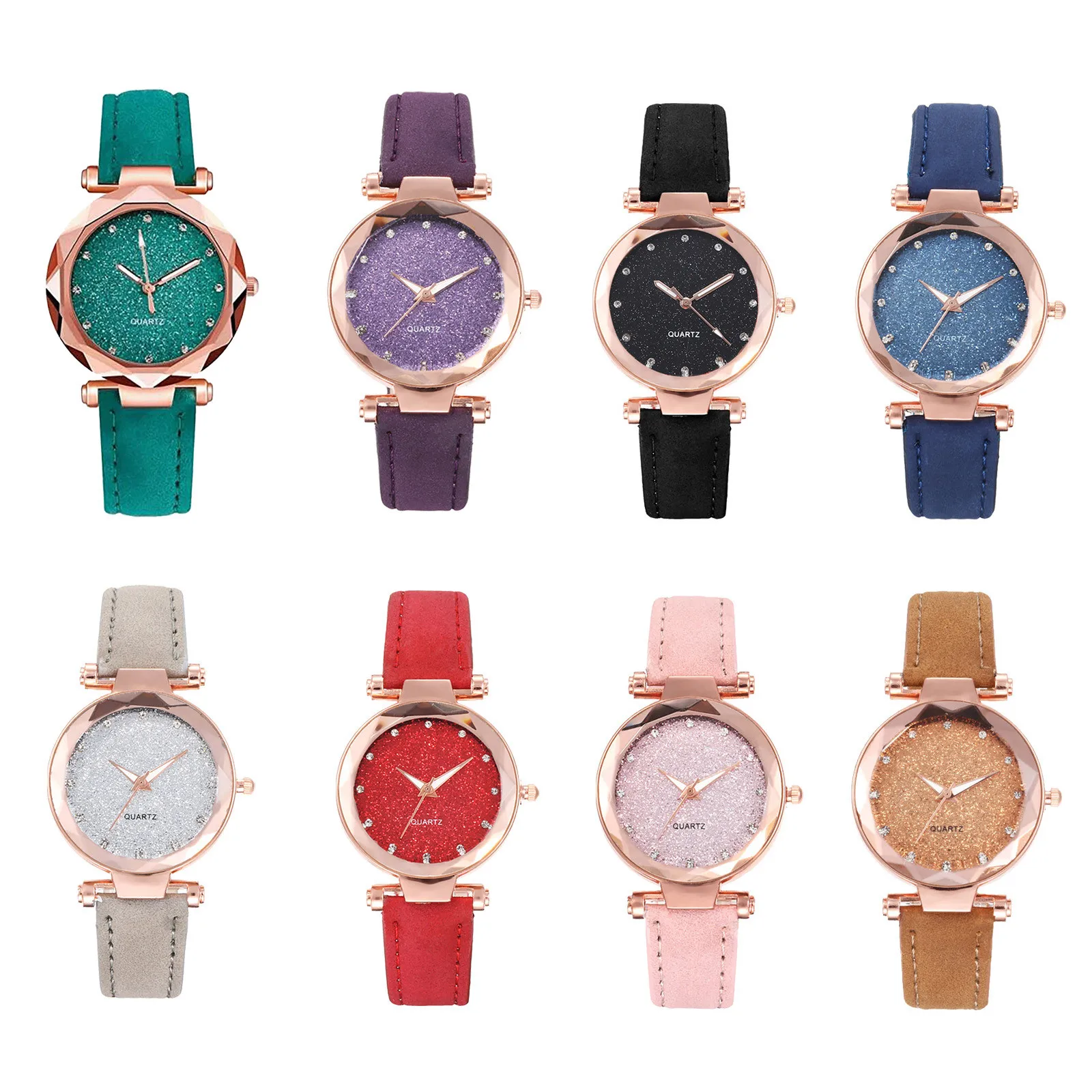 Simple And Stylish Luxurious Clock Reloj Mujer Fashionable Star Sky Exquisite Diamond Retro Leather Strap Quartz Ladies Watch afbeelding