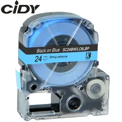 CIDY 24 мм черный на синем SC24BW/LC-6LBP9 LC-6LBP LC 6LBP LC6LBP совместимые ленты для этикеток для kingjim принтеры для LW300 LW400