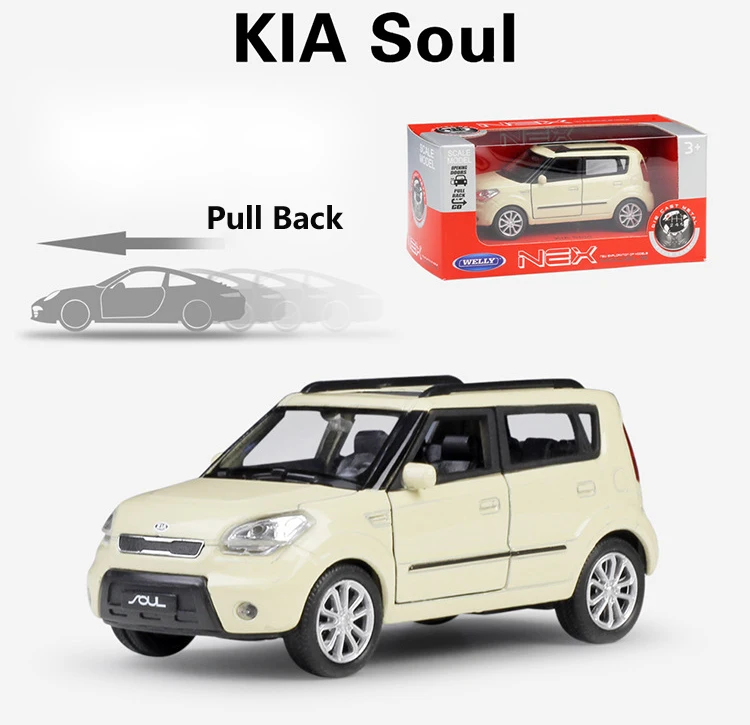 WELLY литой 1:36 Масштаб KIA Soul High Similator игрушечный автомобиль модель автомобиля оттягивающийся Металлический Игрушечный Автомобиль для детей Коллекция подарков