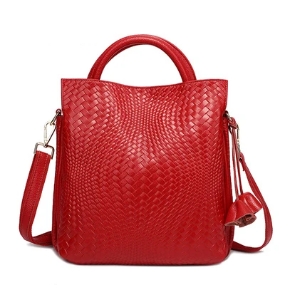 Женские сумки из натуральной кожи, роскошная сумка через плечо, дизайнерская сумочка, сумка-портфель, сумка-мессенджер, женская сумка-тоут - Цвет: Красный