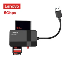 Lenovo D303 5Gbps USB kart okuyucu, 4 in 1 çok fonksiyonlu TF CF MS güvenli dijital hafıza kartı okuyucu, USB 3.0 kart okuyucu desteği 2T