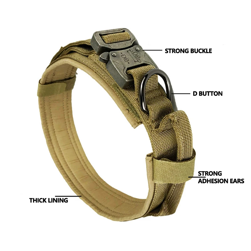 

Dog Collar Adjustable Military Tactical Pets Dog Collars Leash Control Handle Training Pet Cat Dog Collar For Perros grandes