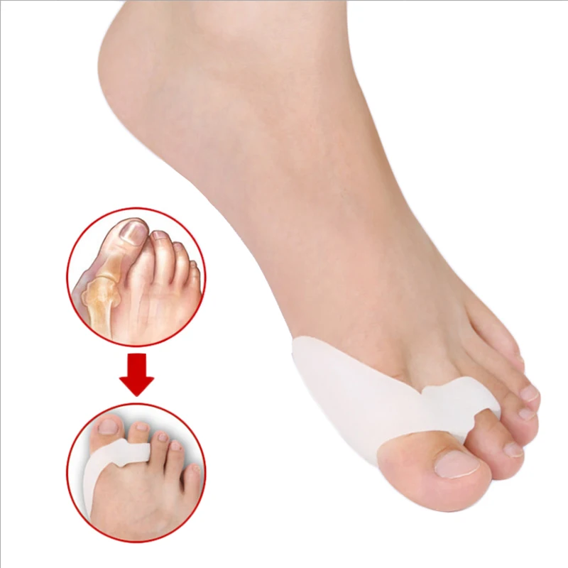 Toe Pads Silicone Gel Foot Toes Two Hole Toe Separator Thumb Valgus Protector Bunion Hallux Valgus Guard Feet Overlapping Pad Insert 2Pcs