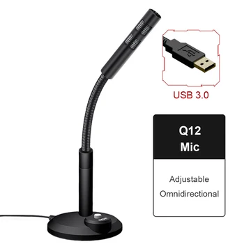 

Q12 USB Desk Microphone For Studio Recording Music Omnidirectional Condenser Mic with Stand for PC Computer