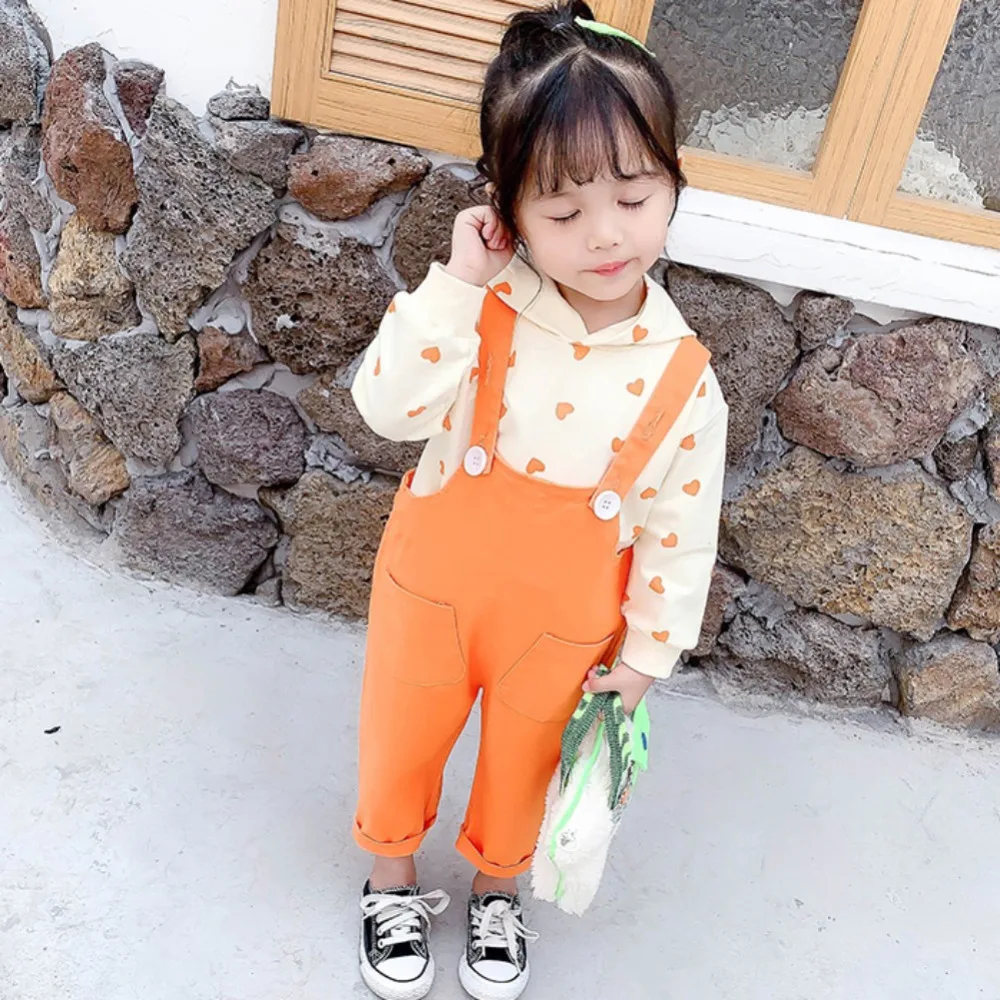 Girls Kids Casual Solid Color Bib Overalls Soft Loose Jumpsuits Pants