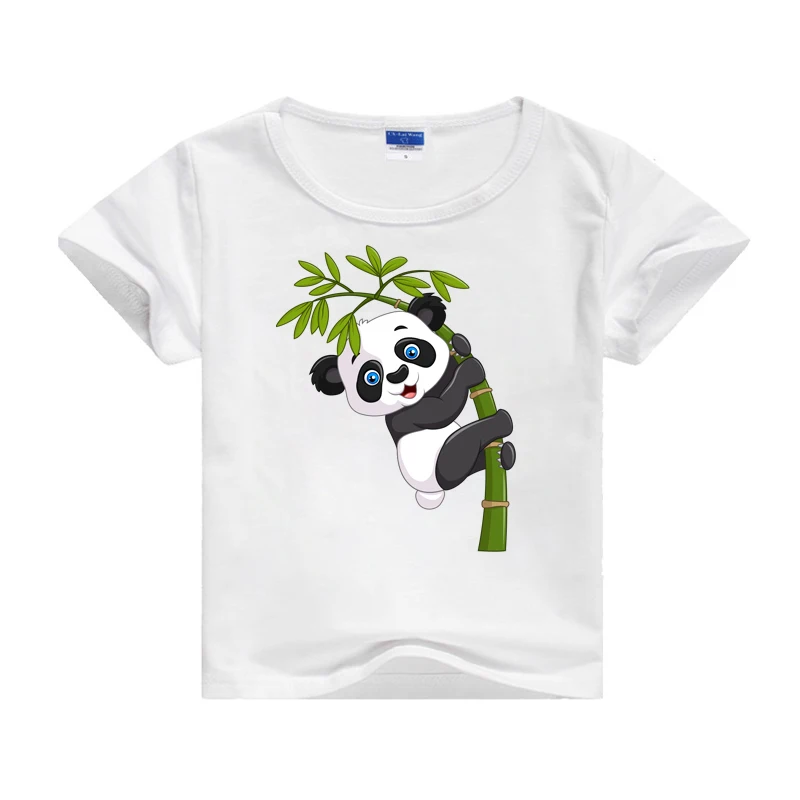 Футболка для мальчиков и девочек детская Милая футболка с принтом панды летняя футболка с короткими рукавами для маленьких мальчиков топы, футболки, повседневная одежда
