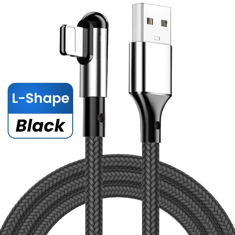 cable to connect phone to tv 1.2m Nylon USB Data Cable USB A To 8 Pin Kable For iPhone Charger 90 Degree 3A Fast Charging Cord For iPhone 13 12 11 Pro android type charger Cables