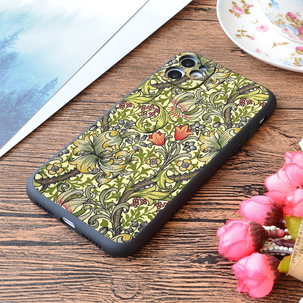 

For iPhone William Morris Golden Lily Print Soft Matt Apple iPhone Case