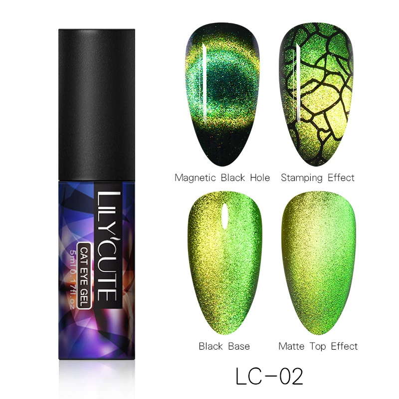 light 02 LILYCUTE 9D Гель-лак «кошачий глаз» Хамелеон для использования с магнитом гель, Длительное Действие, блестящие лазерные солнцезащитные очки "кошачий глаз" для ногтей замочить от УФ-светодиодный гель Лаки - Цвет: light 02
