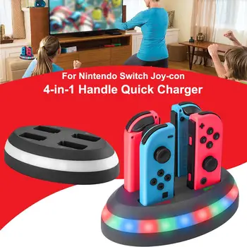 

RGB Gaming Controller Charging Dock 4 in 1 Durable Fast Charger Station Stand with Colorful Indicator Lights for Nintendo Switch