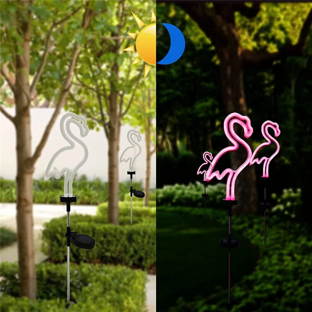 1/2/4 Pack Solar LED Neon Flamingo Lawn Lamp Solar Garden Stake Lights Outdoor Pathway Light for Lawn Patio Yard Walkway Decor solar garden lanterns