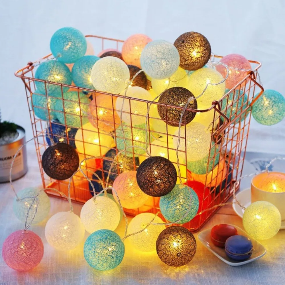 Светящиеся хлопковые шарики батарея коробка свет струны светодиодный Рождественские огни праздник украшения новогодняя елка, для дома мебели