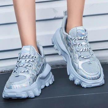 

2020 Women Casual Vulcanize Shoes Ladies Chunky Sneakers Platform Thick Female Fashion Sneakers Designer Zapatos De Mujer